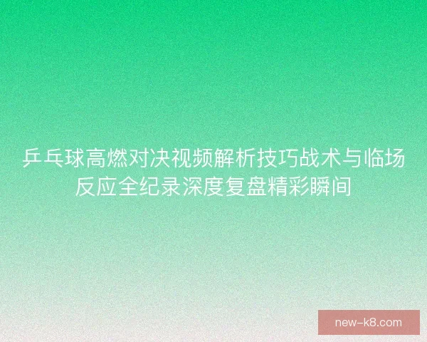 乒乓球高燃对决视频解析技巧战术与临场反应全纪录深度复盘精彩瞬间